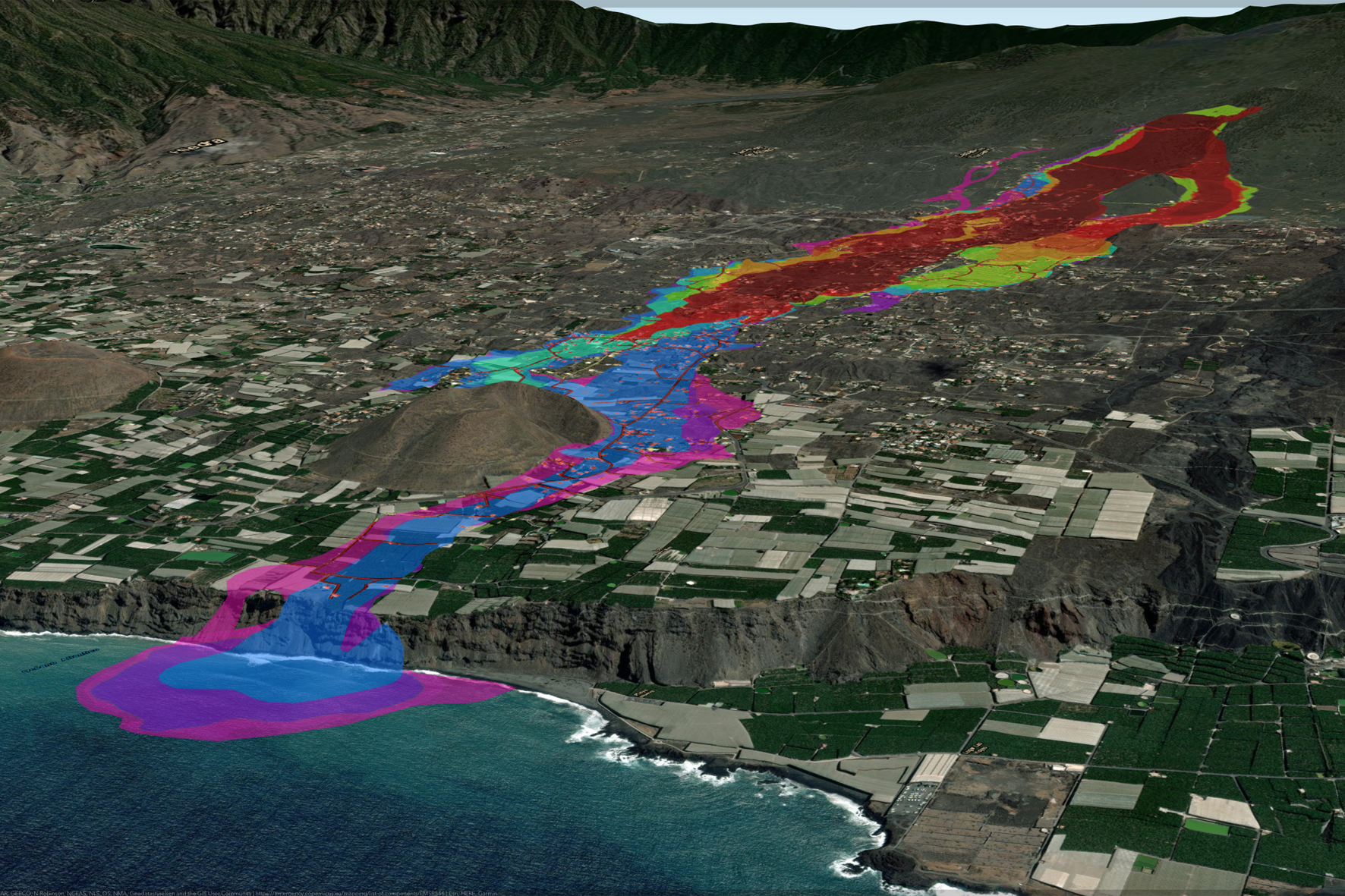 El delta de lava creado por la erupción de La Palma cuenta con una superficie de 32,7 hectáreas