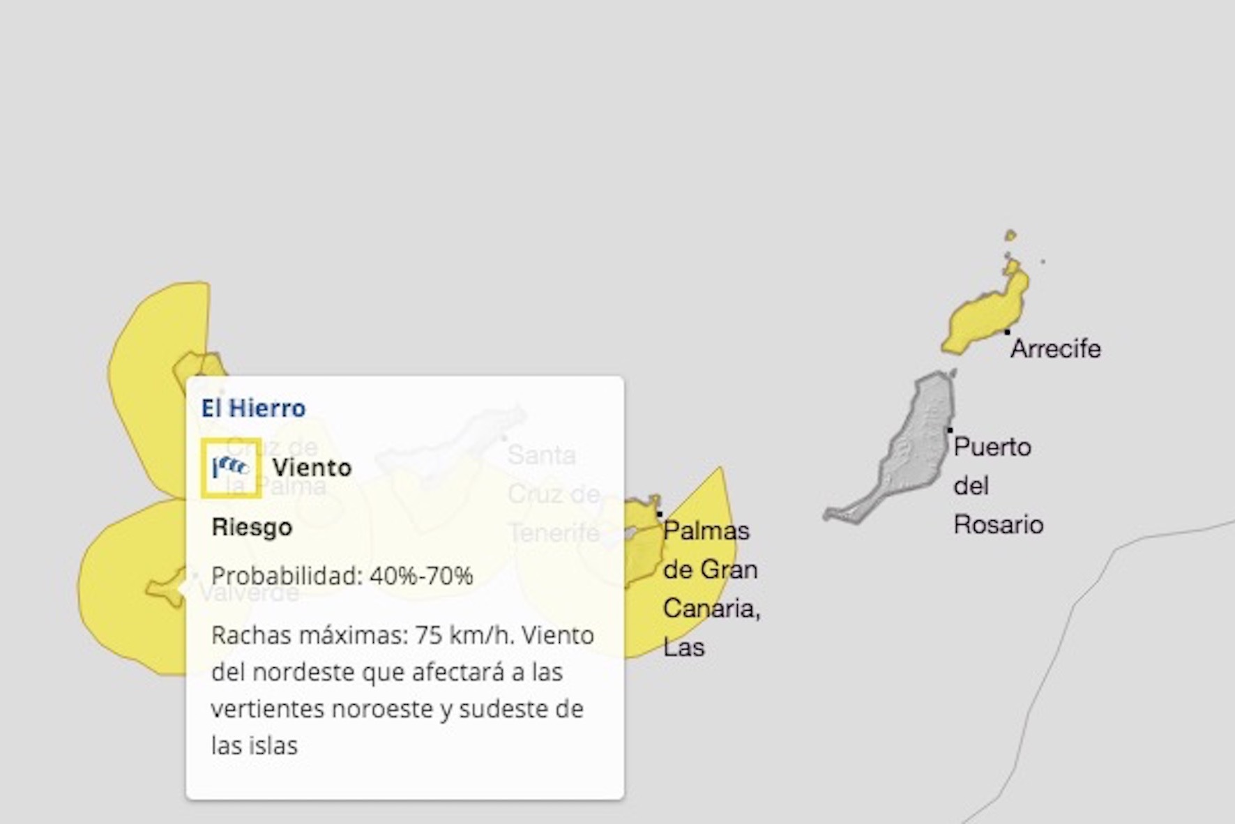 Aviso Amarillo por viento y fenómenos costeros