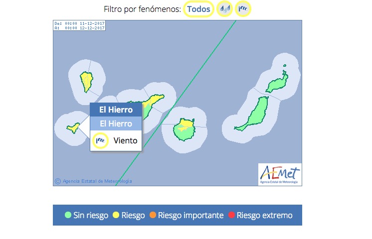 AEMET activa Aviso Amarillo por viento de hasta 70 km/h