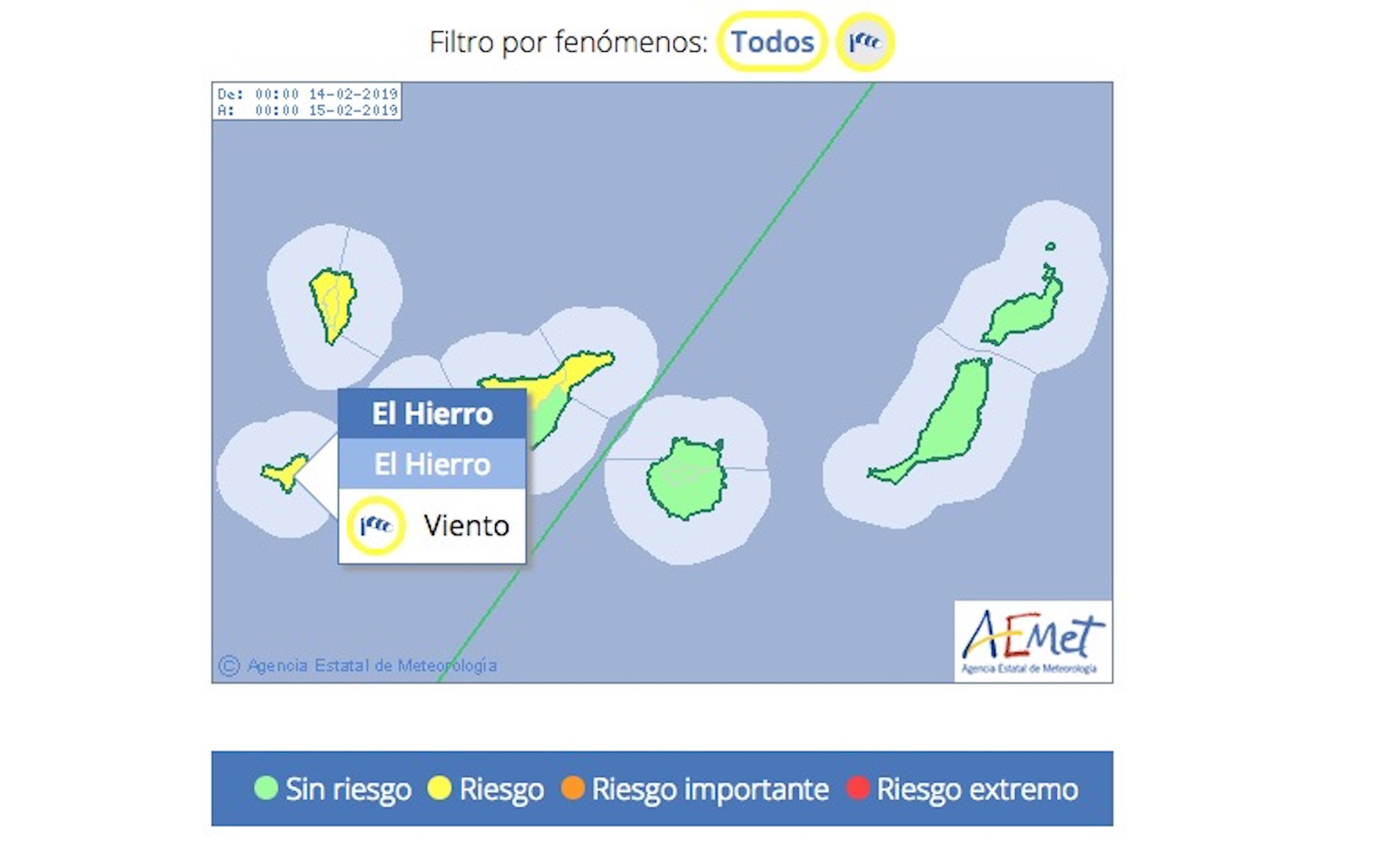 AEMET activa Aviso Amarillo por viento que podría alcanzar hasta los 75 km/h