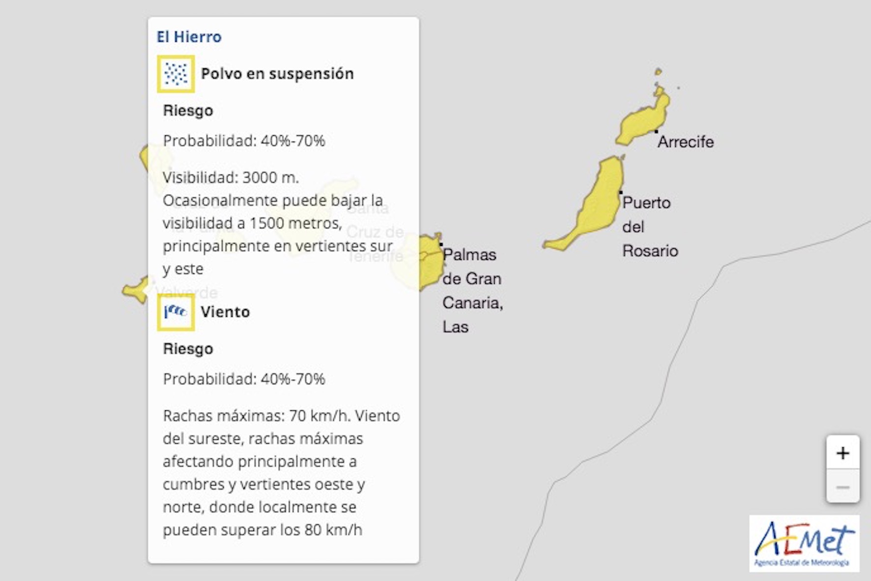 Calima y viento en los próximos días