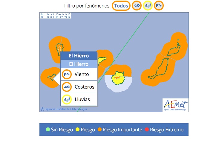 Alerta por viento, lluvia y costeros