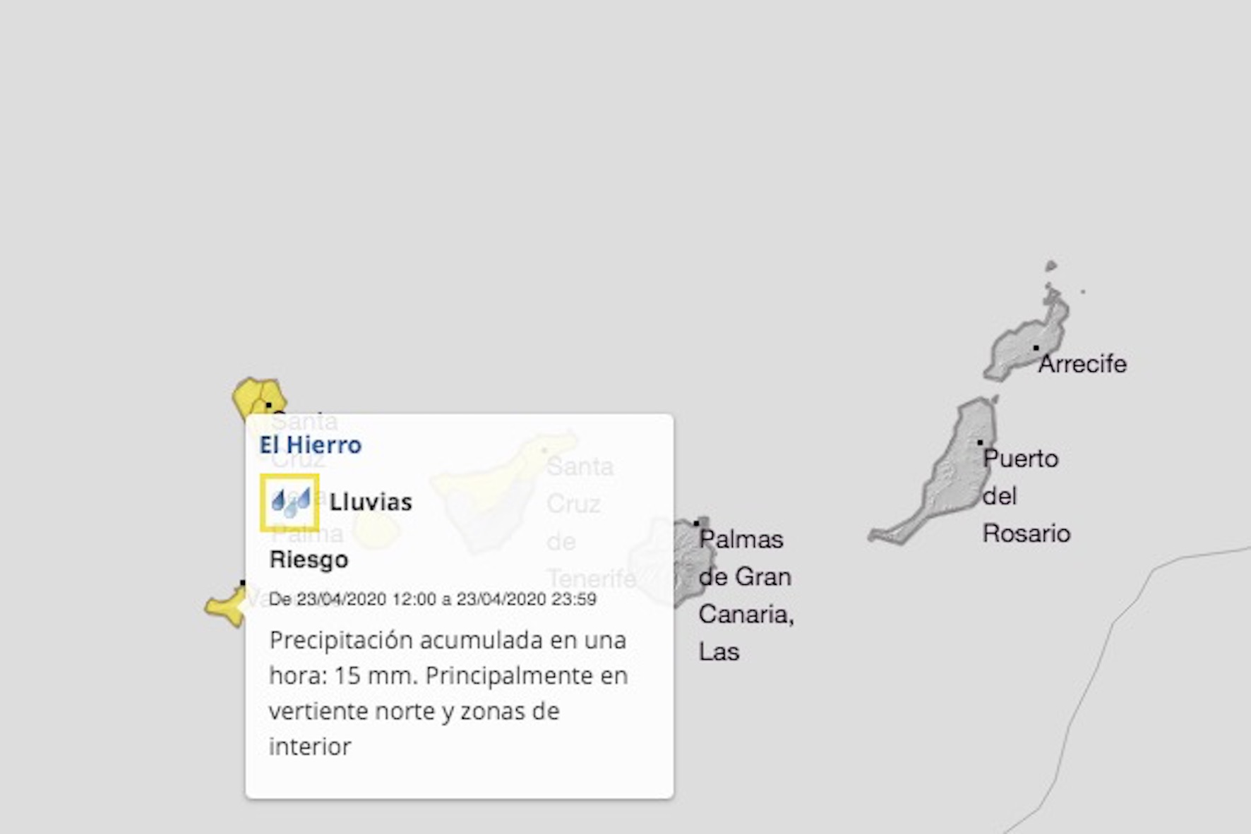Aviso Amarillo por lluvias