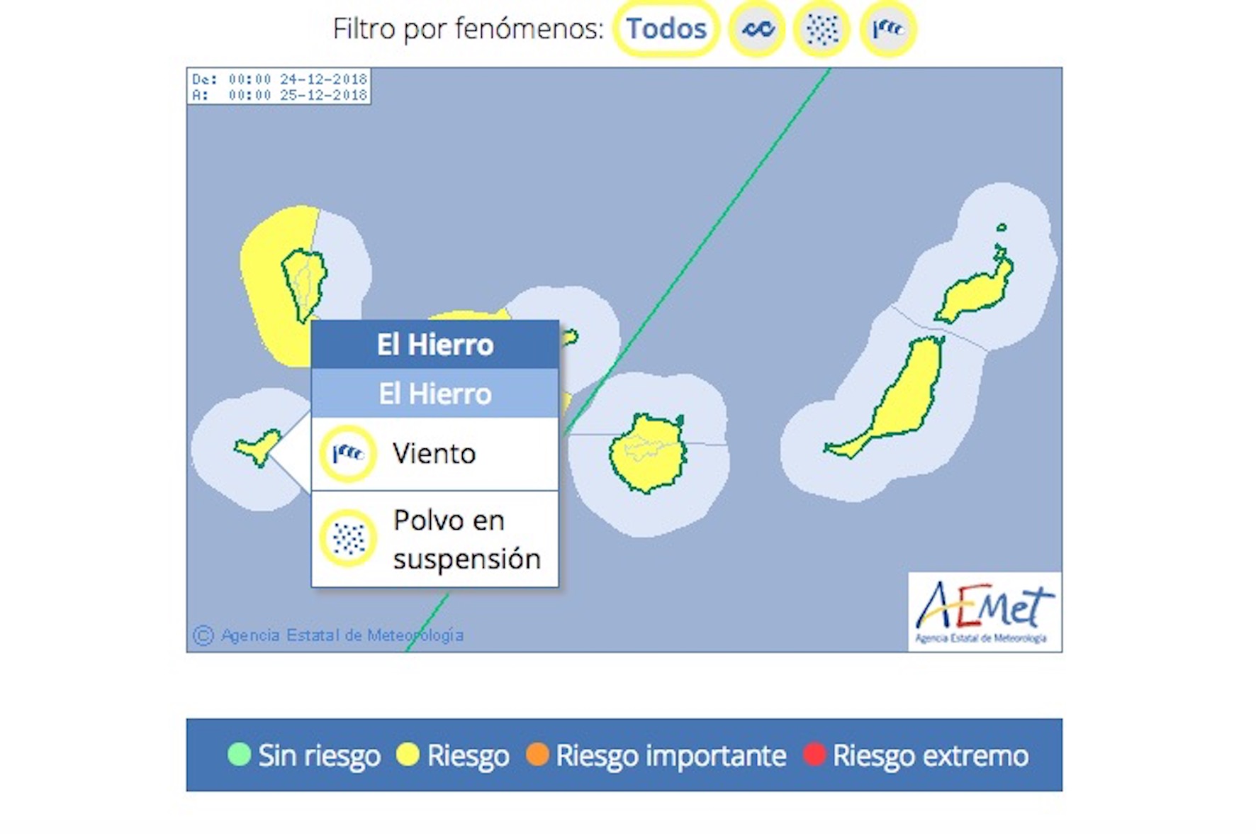 Aviso Amarillo por viento y calima