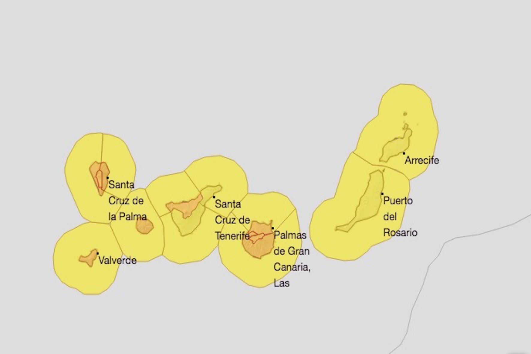 El viento podría alcanzar los 100 km/h en medianías y cumbres durante la tarde de este jueves