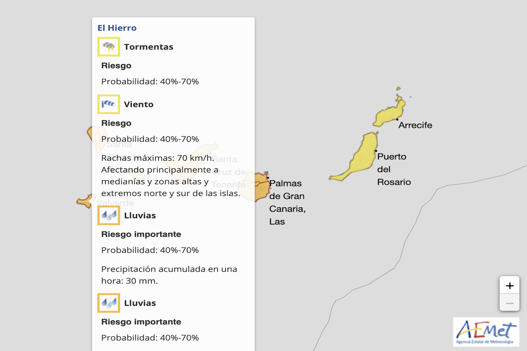 AEMET activa Aviso Naranja a partir para este domingo 25