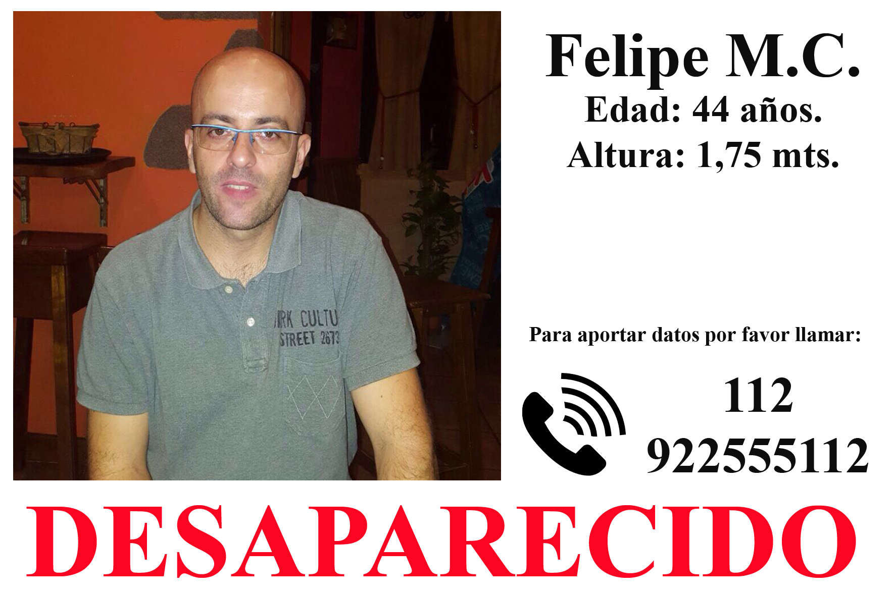 Se busca en El Hierro a Felipe M.C.