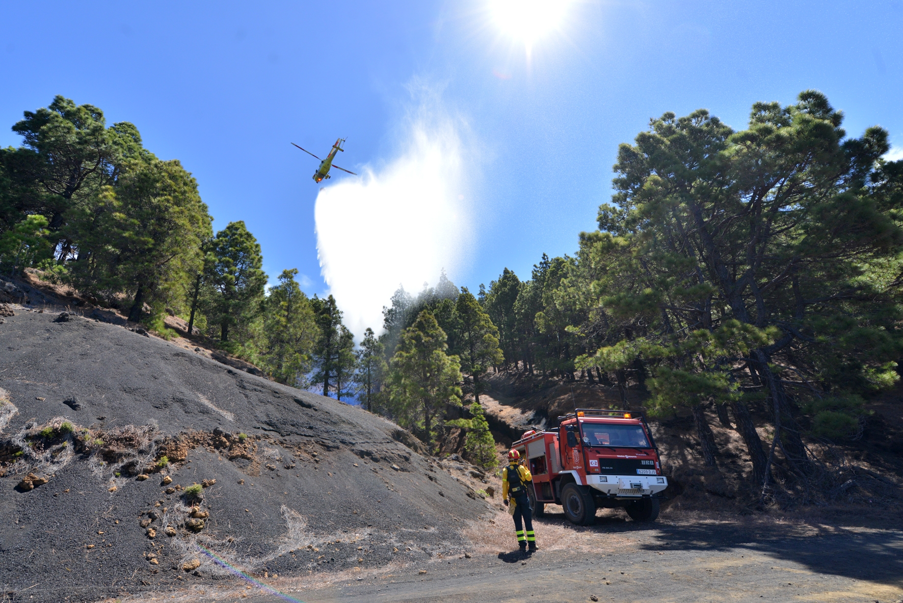 Gobierno de Canarias, Cabildo y MITECO realizan un simulacro de incendio forestal con medios de las tres administraciones