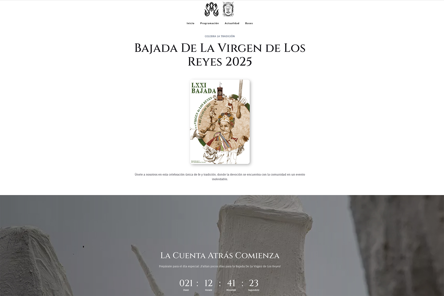 programa de actos de la LXXI Bajada de la Virgen de Los Reyes