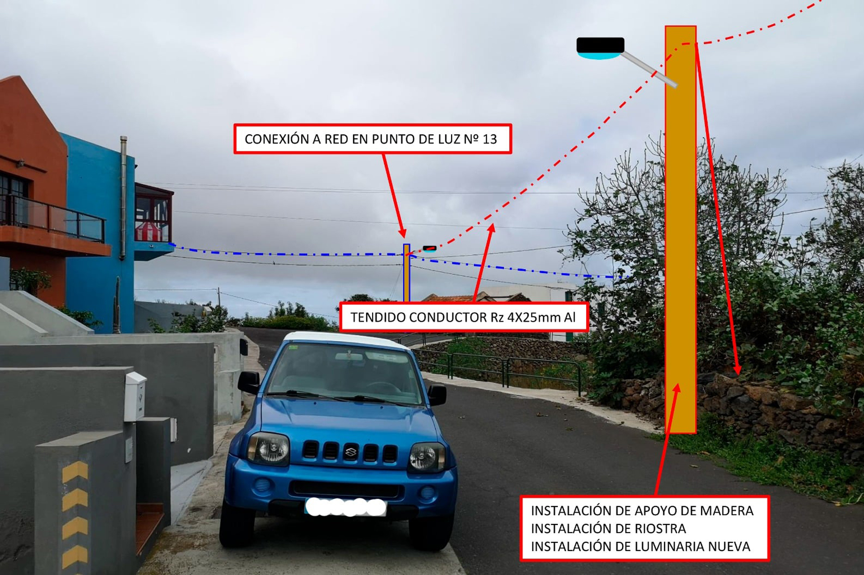 AHI afirma que Valverde incumple su ordenanza de alumbrado público no soterrando el tendido eléctrico en El Mocanal y San Andrés