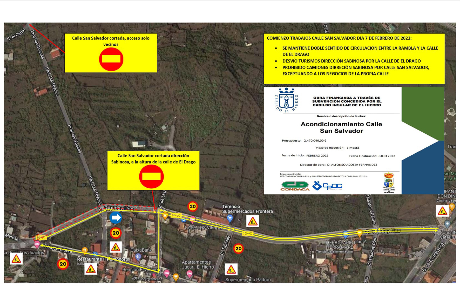 La Frontera modifica el trafico de sus calles ante el inicio de las obras de la Calle San Salvador el próximo lunes 7 de febrero