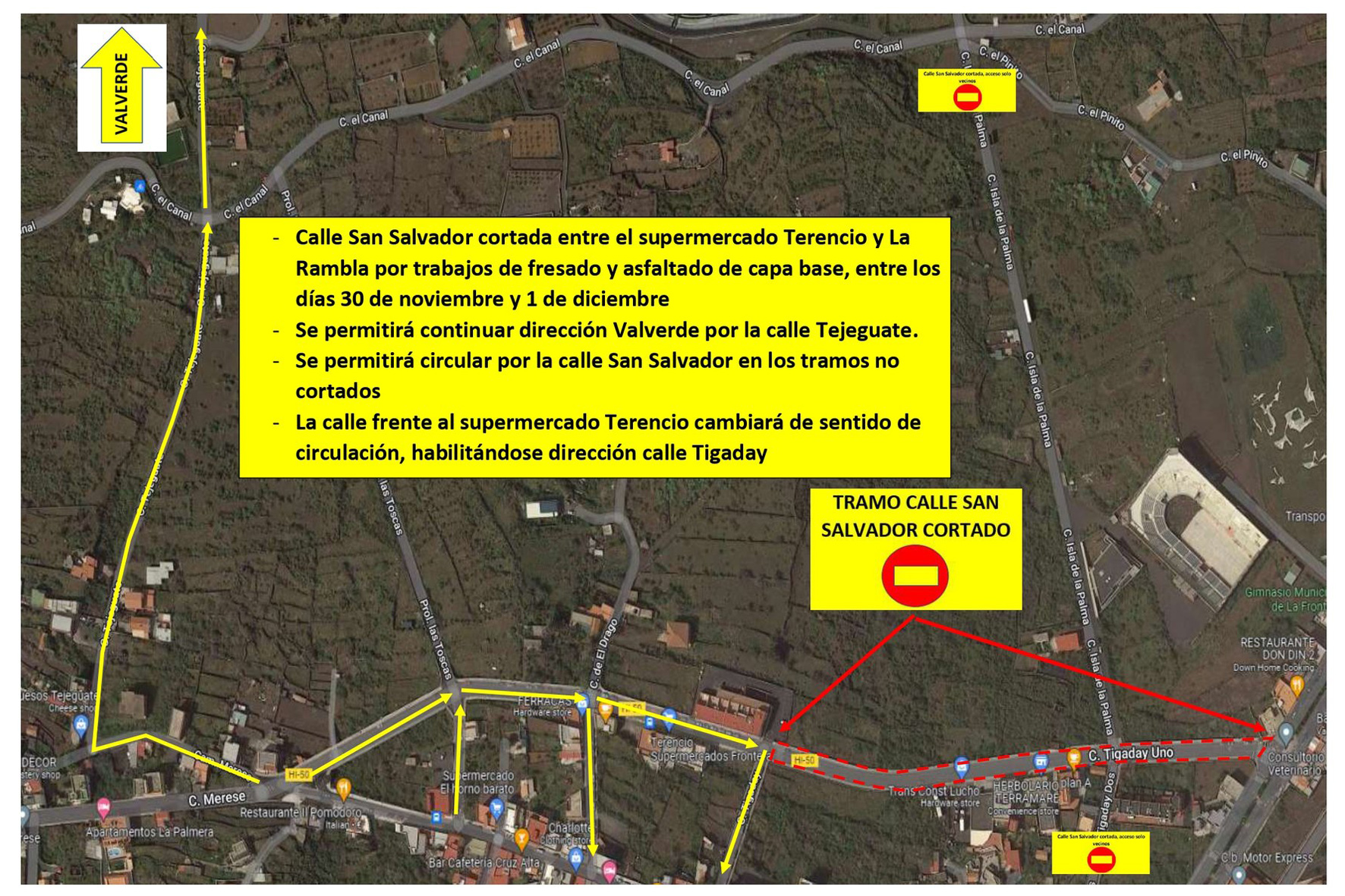 El Ayuntamiento reorganiza el trafico de la Calle San Salvador a partir del día 28 a causa de las obras de asfaltado