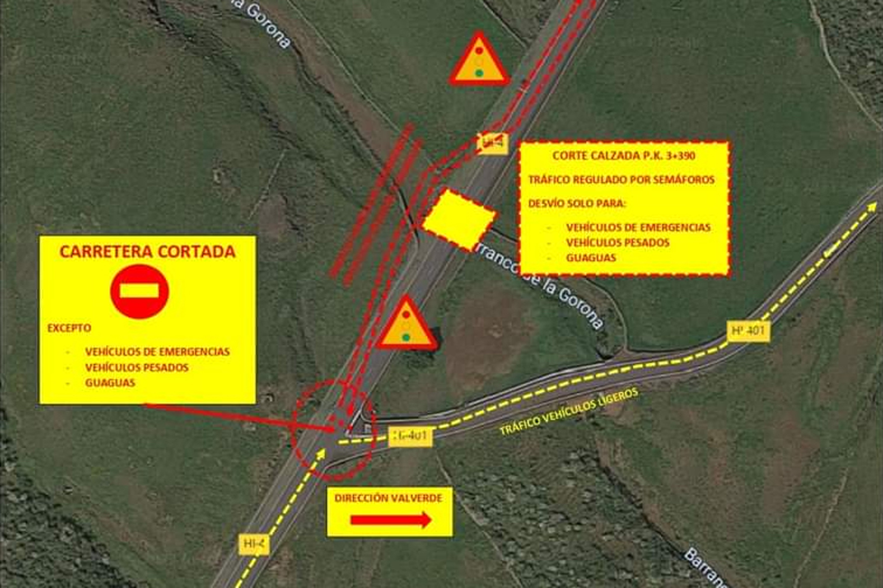 El Cabildo programa cortes en la carretera general de El Pinar-La Restinga hasta el próximo sábado