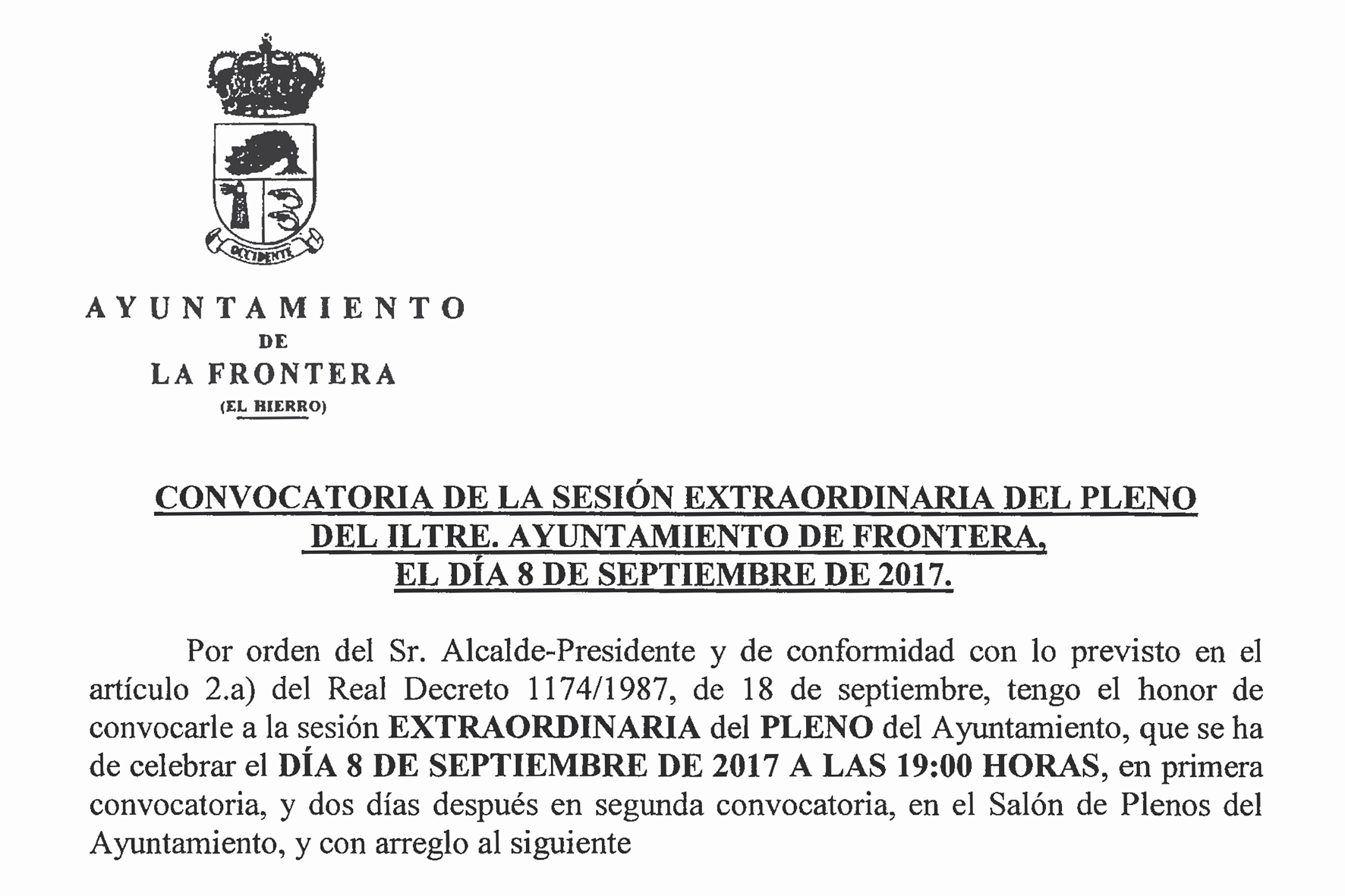 La Frontera celebrara hoy un Pleno extraordinario a tenor de lo sucedido en la XVIII Subida a La Cumbre