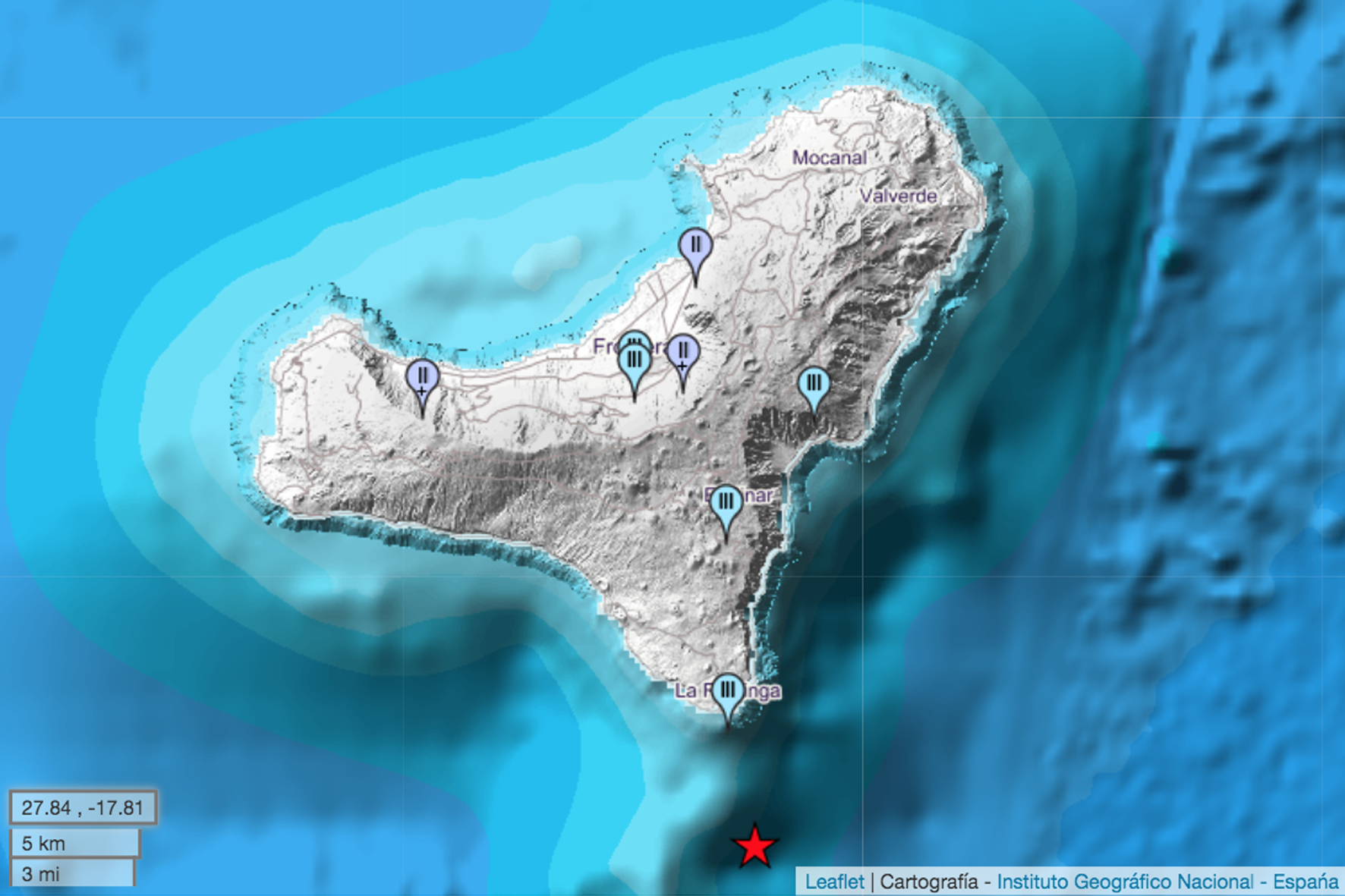 El Hierro registra esta madrugada un terremoto de magnitud 3.9