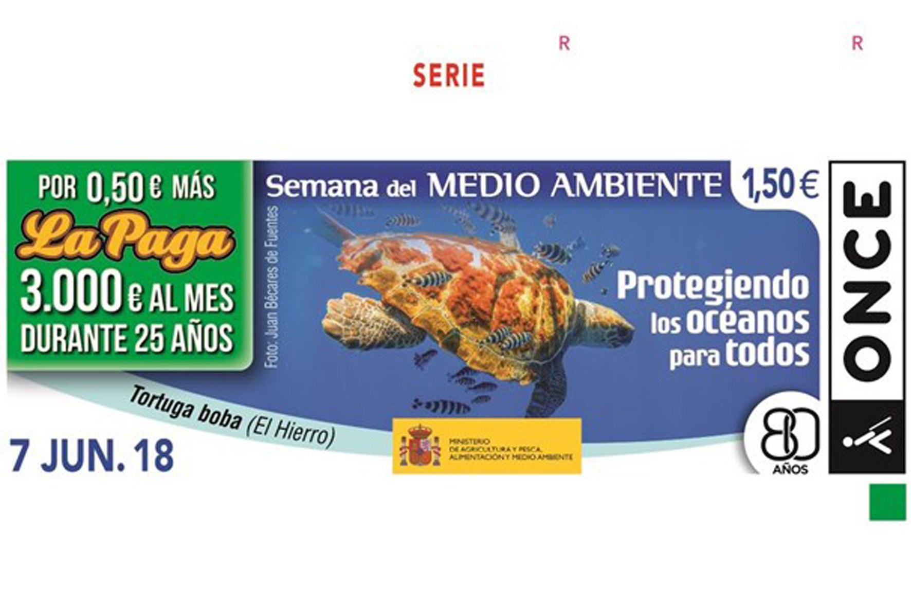 El Hierro protagoniza uno de los cuatro cupones que la ONCE dedicará en junio a la Semana del Medio Ambiente
